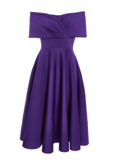 Quiz Purple Bardot Skater Midi Dress