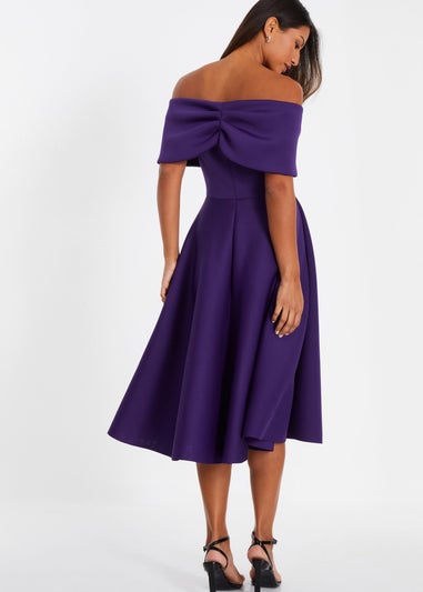 Quiz Purple Bardot Skater Midi Dress