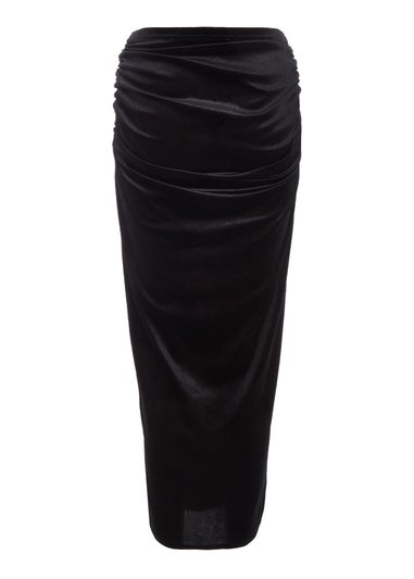 Quiz Black Velvet Corsage Maxi Skirt