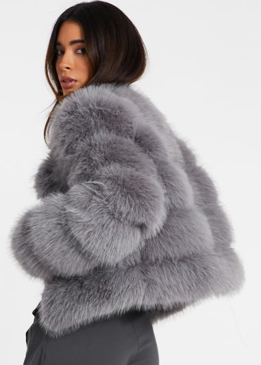 Quiz Grey Faux Fur Jacket