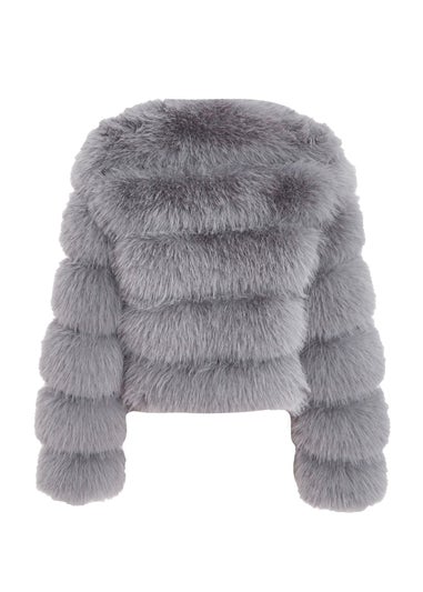 Quiz Grey Faux Fur Jacket