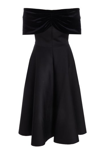 Quiz Black Velvet Neckline Skater Dress