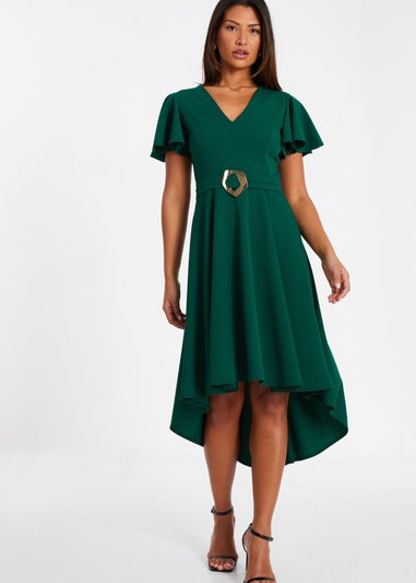 Quiz Green Buckle Detail Midi Dress