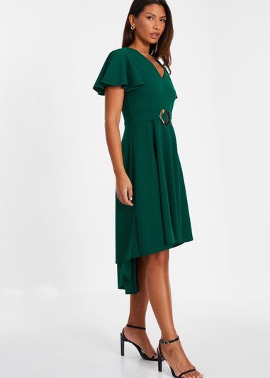 Quiz Green Buckle Detail Midi Dress