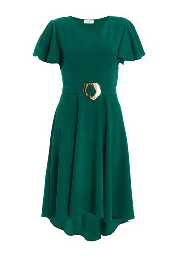 Quiz Green Buckle Detail Midi Dress