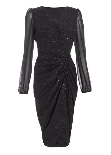 Quiz Black Glitter Midi Dress