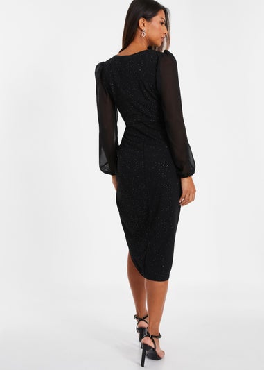 Quiz Black Glitter Midi Dress