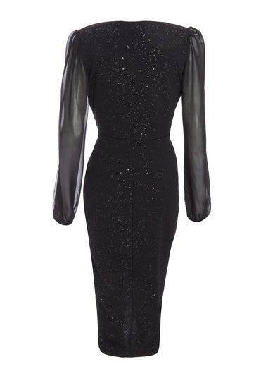 Quiz Black Glitter Midi Dress