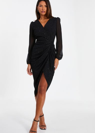 Quiz Black Glitter Midi Dress