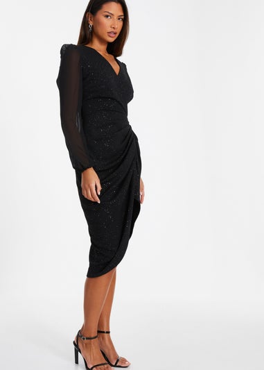 Quiz Black Glitter Midi Dress