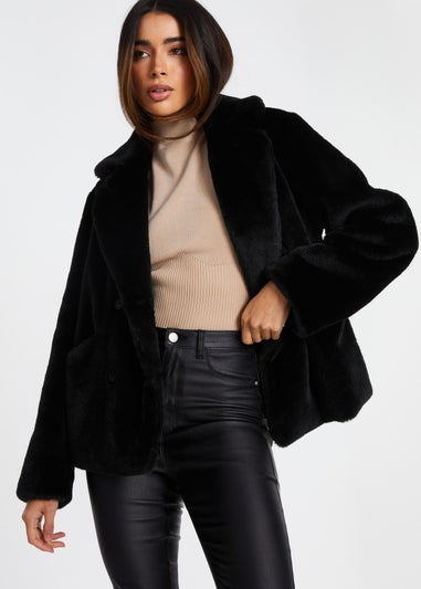 Quiz Black Faux Fur Jacket