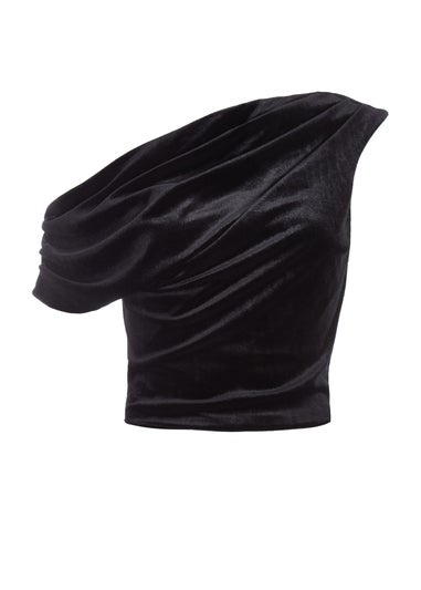 Quiz Black Velvet Asymmetric Top