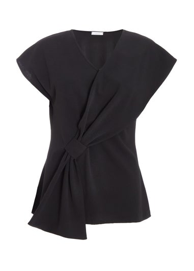 Quiz Black Tie Front Top