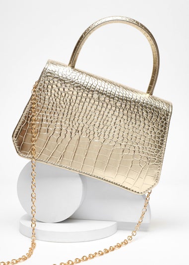 Quiz Gold Croc Print Bag