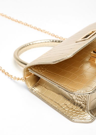 Quiz Gold Croc Print Bag