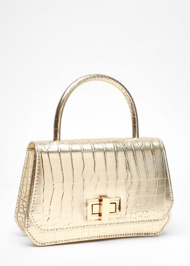 Quiz Gold Croc Print Bag