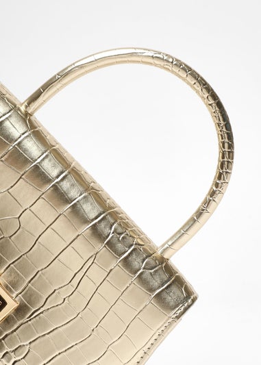 Quiz Gold Croc Print Bag