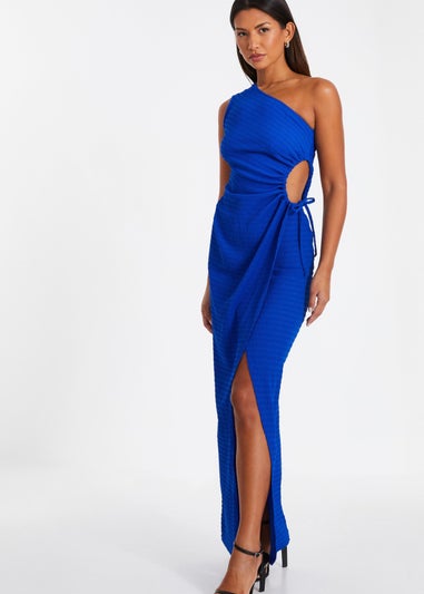 Quiz Blue One Shoulder Midaxi Dress