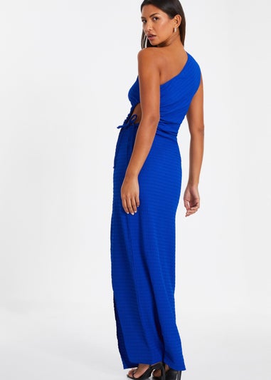 Quiz Blue One Shoulder Midaxi Dress