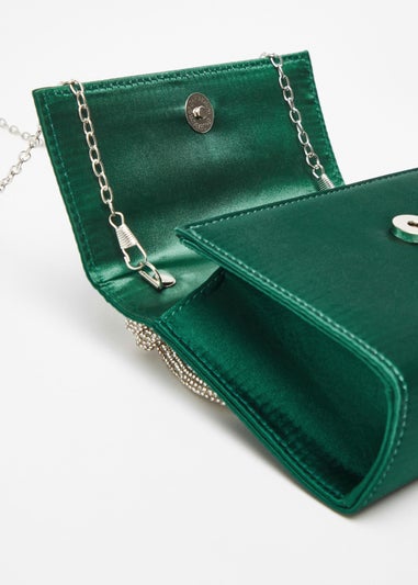 Quiz Green Satin Top Handle Bag