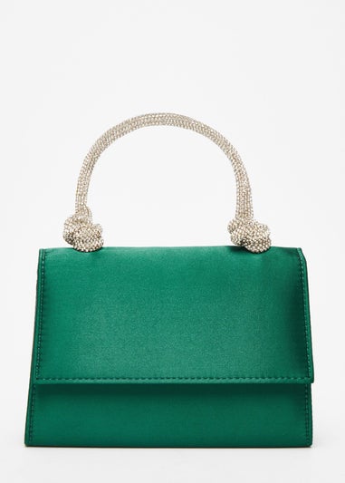 Quiz Green Satin Top Handle Bag