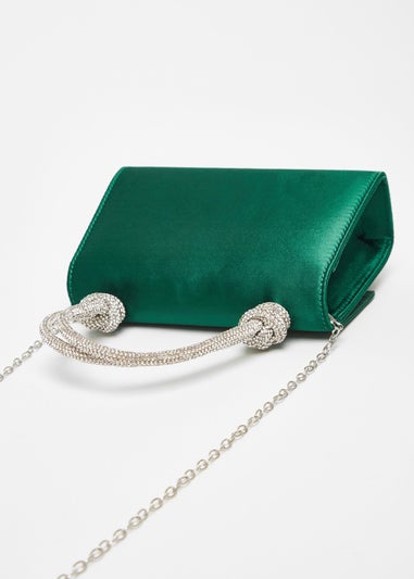 Quiz Green Satin Top Handle Bag