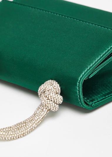 Quiz Green Satin Top Handle Bag