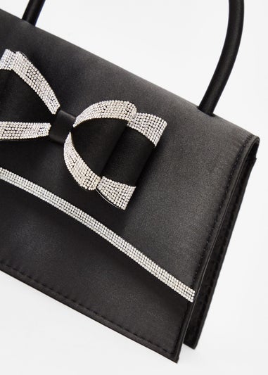 Quiz Black Diamante Bow Bag