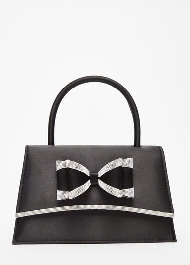Quiz Black Diamante Bow Bag