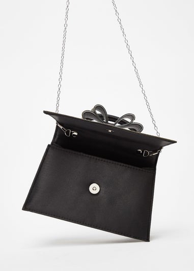 Quiz Black Diamante Bow Bag