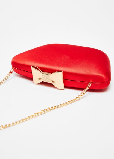 Quiz Red Satin Bow Box Bag