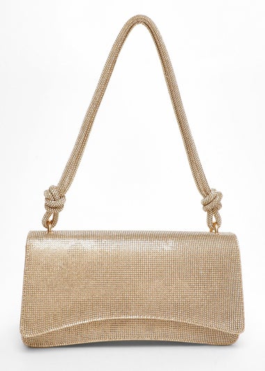 Quiz Gold Diamante Shoulder Bag