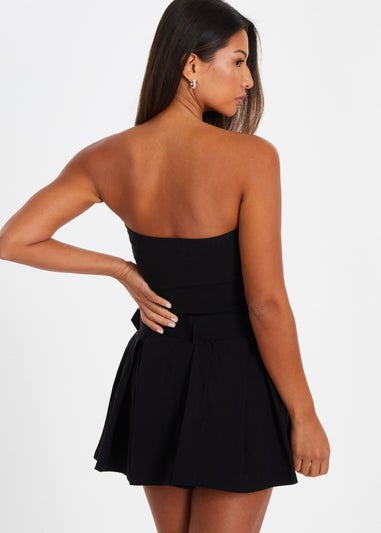 Quiz Black Bandeau Pleated Playsuit