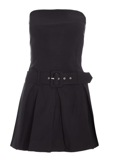 Quiz Black Bandeau Pleated Playsuit