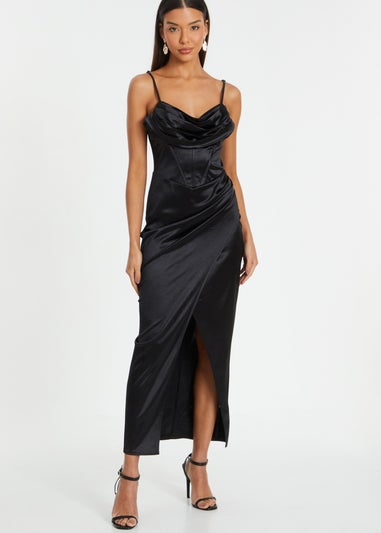 Quiz Black Cowl Neck Corset Dress