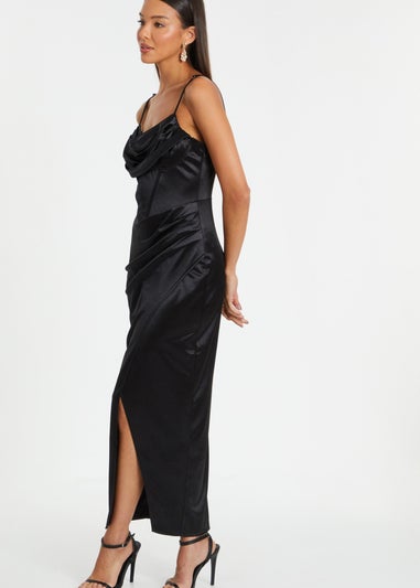 Quiz Black Cowl Neck Corset Dress
