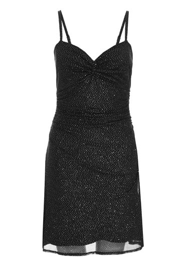 Quiz Black Glitter Mesh Mini Dress