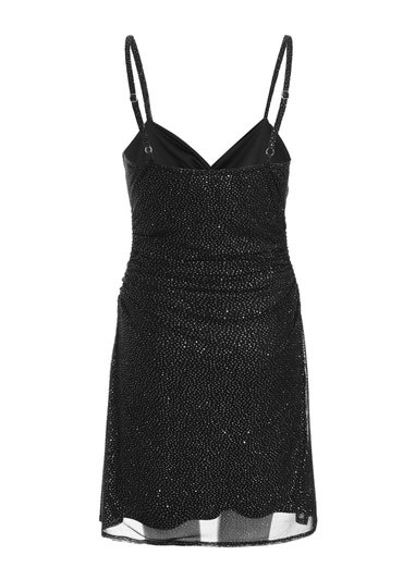 Quiz Black Glitter Mesh Mini Dress