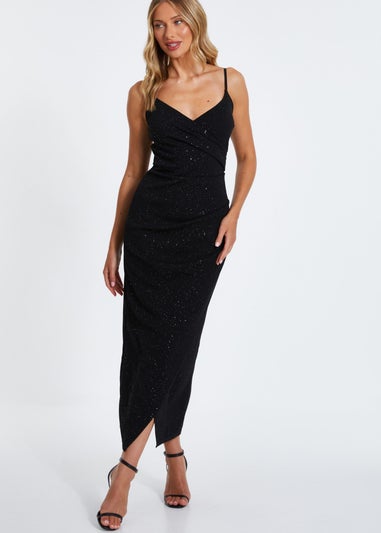 Quiz Black Glitter Midaxi Dress