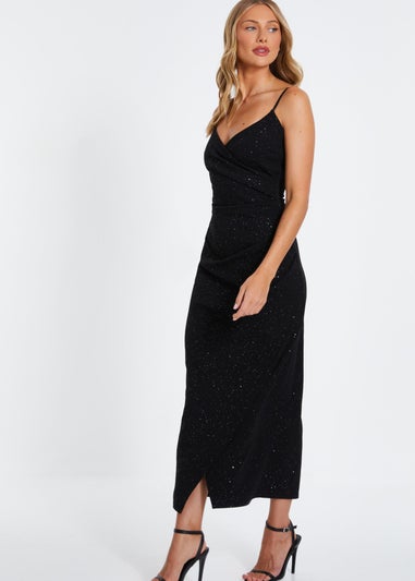 Quiz Black Glitter Midaxi Dress