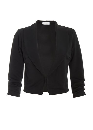 Quiz Black Shawl Collar Crop Jacket