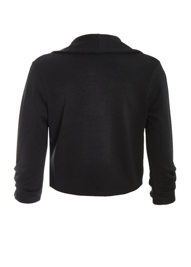 Quiz Black Shawl Collar Crop Jacket