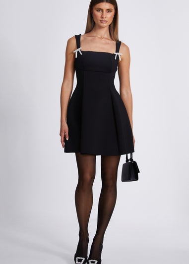 Quiz Black Bow Detail Mini Dress