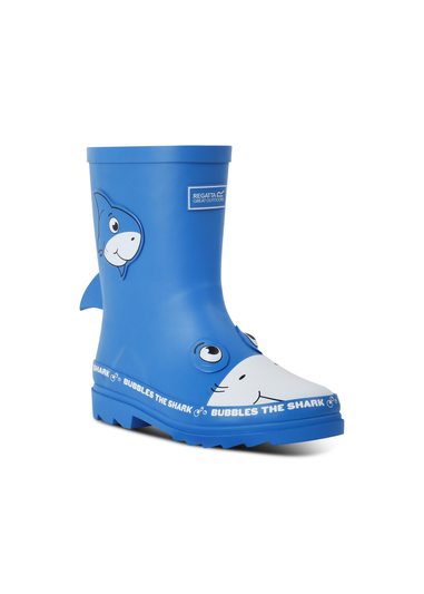 Regatta Bubbles the Shark Blue Kids' Mudplay II wellies