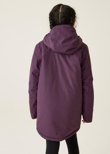 Regatta Deep Plum Warm Taupe Kids' Farbank Waterproof Jacket