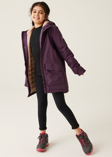 Regatta Deep Plum Warm Taupe Kids' Farbank Waterproof Jacket