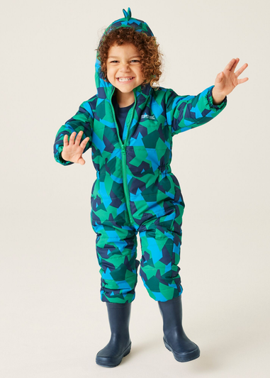 Regatta Hydro Blue Geo Camo Kids' Penrose Puddle Suit