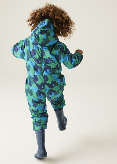 Regatta Hydro Blue Geo Camo Kids' Penrose Puddle Suit