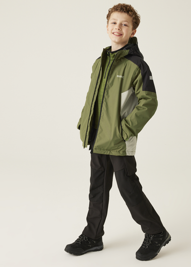 Regatta Nephrite Green Black Abbey Stone Kids' Hurdle V Waterproof Jacket