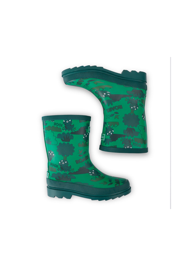 Regatta Stompy the Dinosaur Print Green Kids' Mudplay II wellies